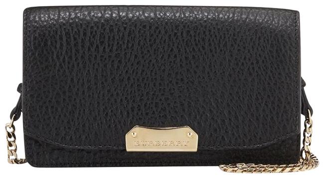 Burberry Clutch Euc Grain Signature Wallet Black Leather Cross Body Bag