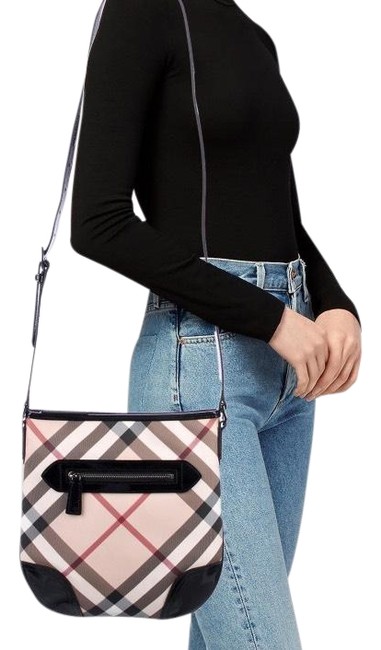 Burberry Exploded Check Leather Cross Body Bag