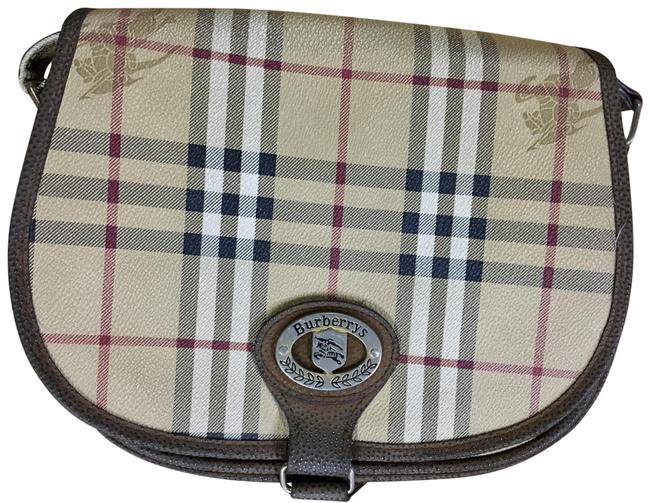 Burberry Flap Haymarket Check Coated CanvasLeather Cross Body Bag