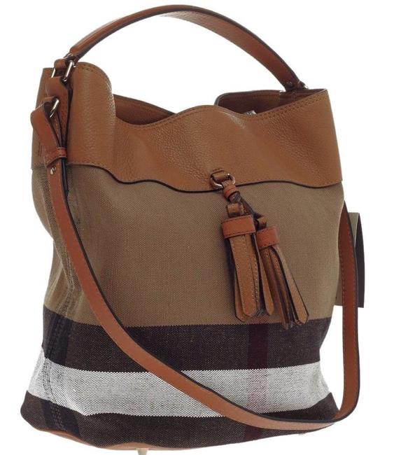 Burberry Flash sale Medium Ashby Saddle and Leather Brown Canvas Hobo Bag