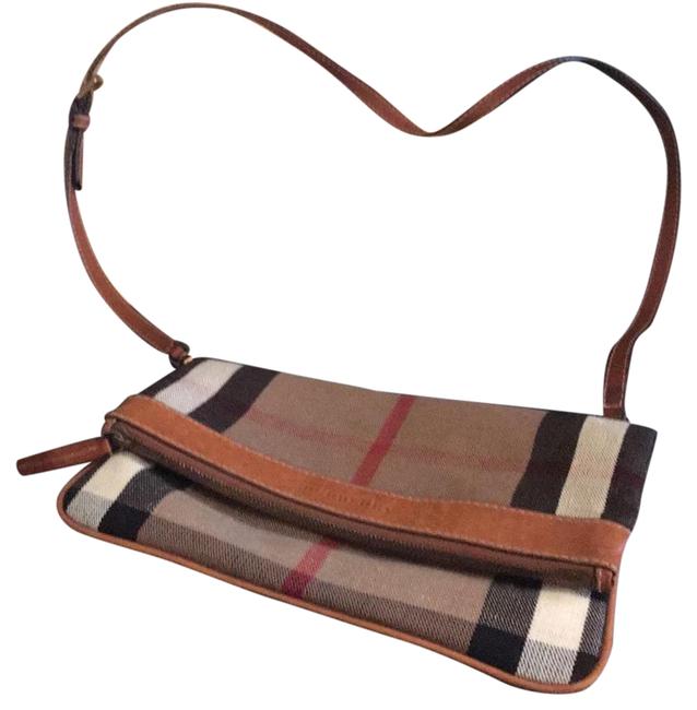 Burberry Foldover Plaid Canvas with Leather Trim Cross Body Bag