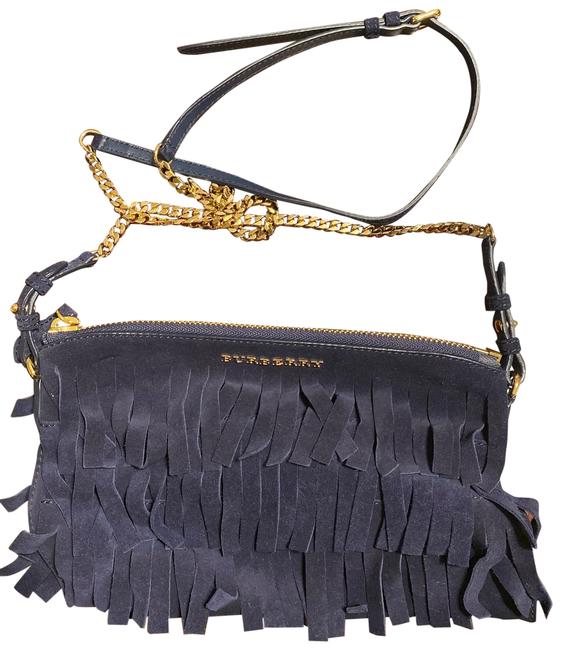 Burberry Fringe Dark Blue Leather Cross Body Bag