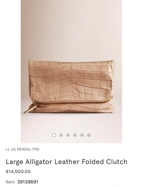 Burberry Genuine Nude Alligator Skin Leather Clutch