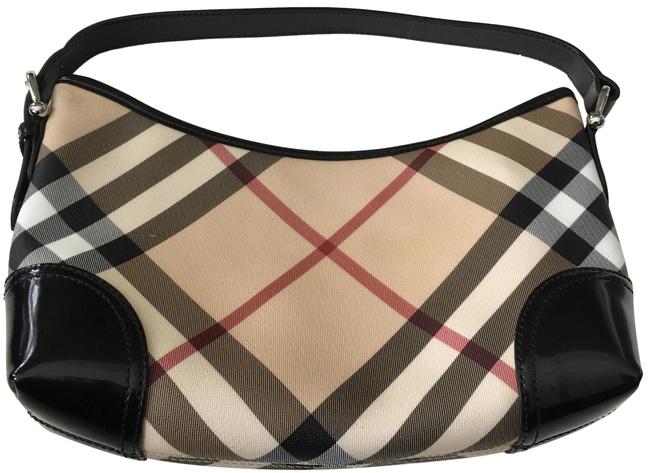 Burberry Giant Handbag BlackNova Check Coated CanvasLeather Hobo Bag