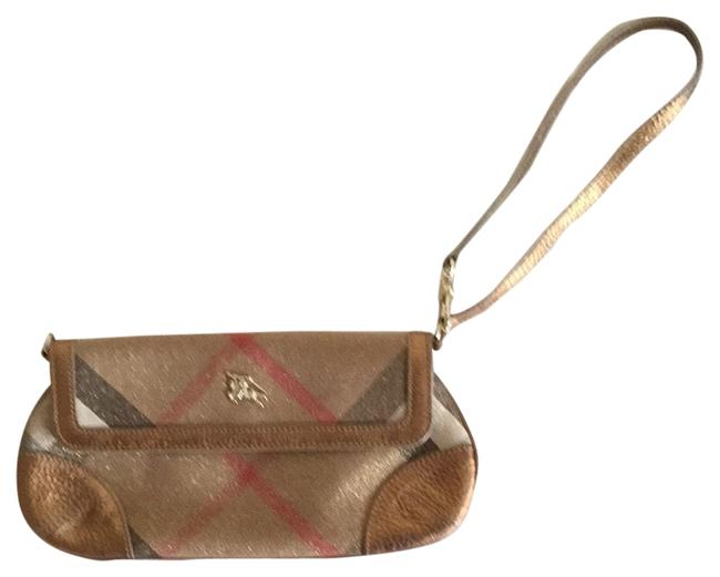 Burberry Gold Cloth and Leather Clutch