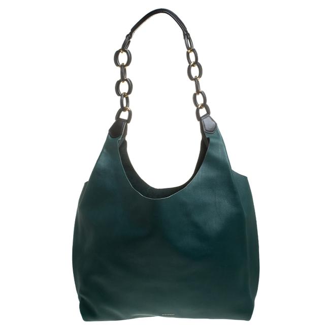 Burberry Gold Green Leather Hobo Bag