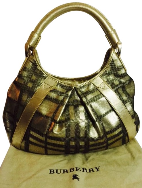 Burberry Gold Leather Hobo Bag