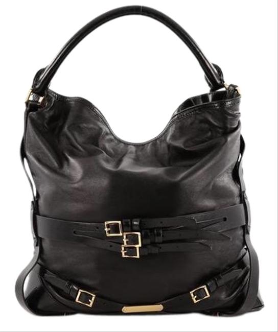 Burberry Gosford Black Lambskin Leather Hobo Bag