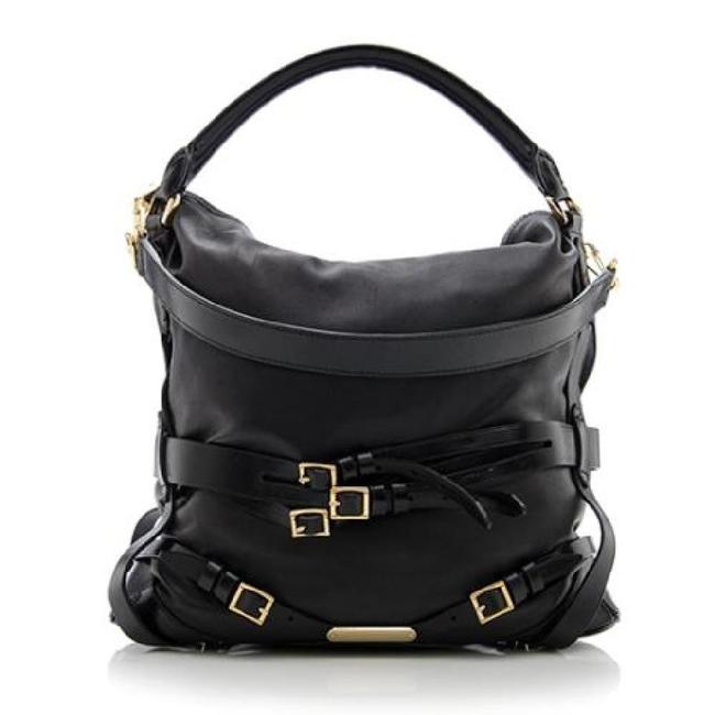 Burberry Gosford Bridle Black Lambskin Leather Hobo Bag