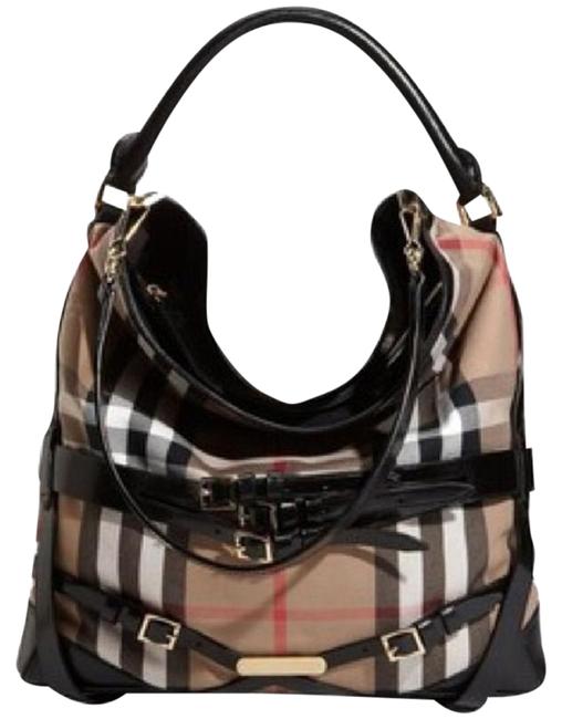 Burberry Gosford Bridle House Check Multicolor Leather and Fabric Hobo Bag