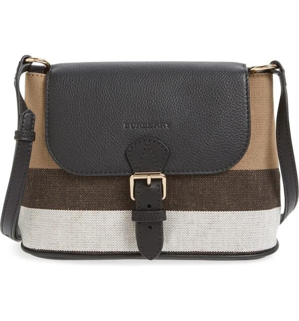 Burberry Gowan Canvas Check Print Leather Black Cross Body Bag