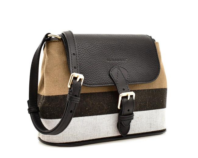 Burberry Gowan Check Black Canvas Cross Body Bag