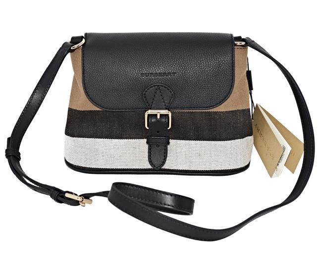 Burberry Gowan Small Brown Leather and Canvas Cross Body Bag