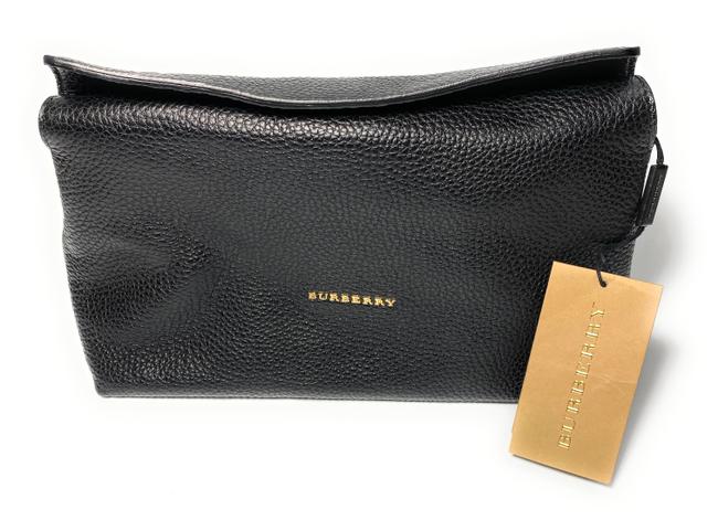 Burberry Grainy Small Leah Black Leather Clutch