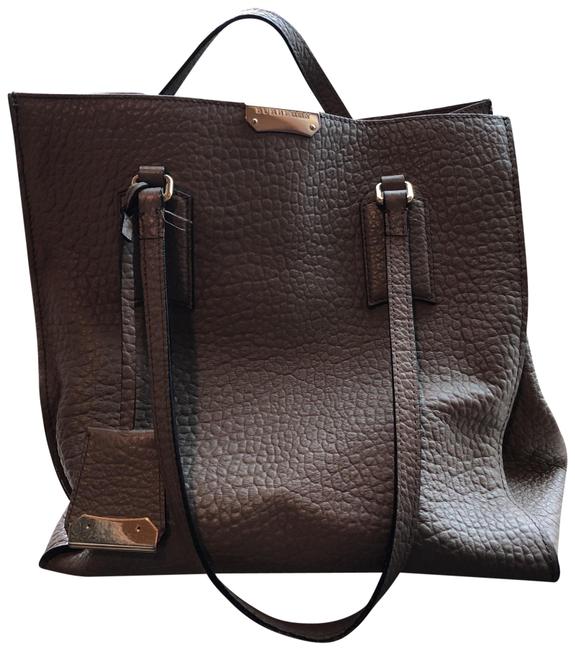 Burberry Gray Beige Leather Hobo Bag