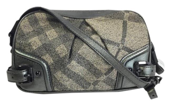 Burberry Grey Metallic Canvas and Leather Cross Body Bag