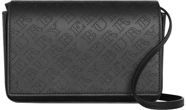 Burberry Hampshire Black Logo Perforated Leather Cross Body Bag