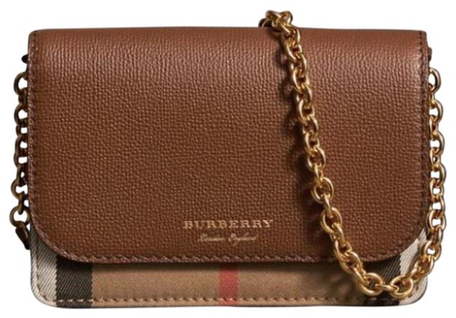 Burberry Hampshire Brown Leather Canvas Cross Body Bag