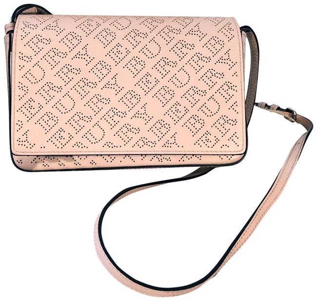 Burberry Hampshire Perforated Logo Pale Fawn Pink Leather Cross Body Bag