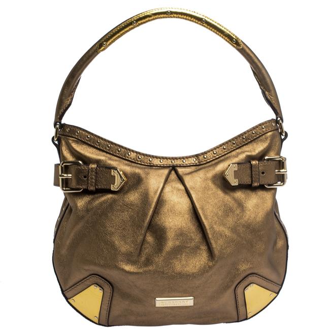 Burberry Hartley Gold Leather Hobo Bag