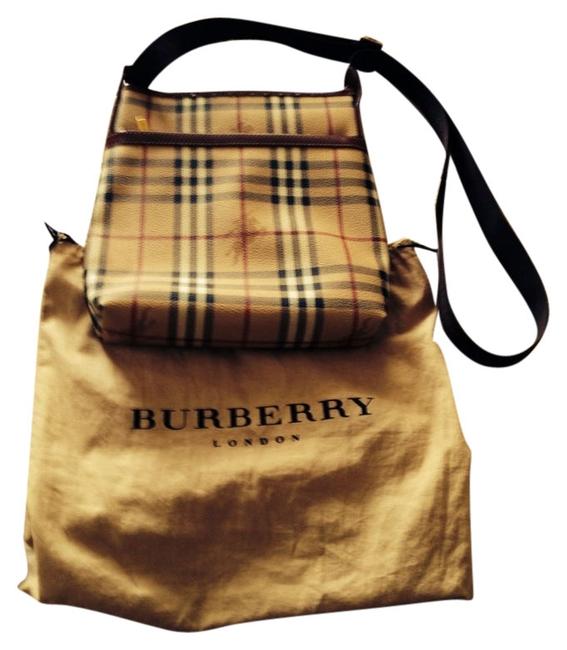 Burberry Haymarket Check Brown Black Red Cross Body Bag