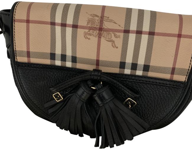Burberry Haymarket Check Maydown BlackCream Leather Cross Body Bag