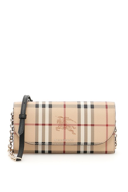 Burberry Haymarket Check Wallet with Chain Cross Body Bag
