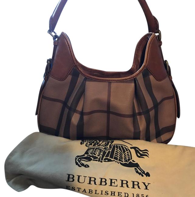 Burberry Haymarket Leather Hobo Bag