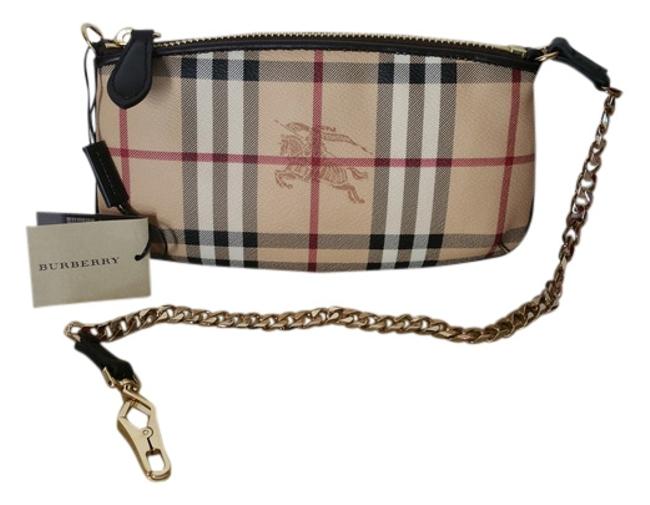 Burberry Haymarket Nova Check Wristlet Chocolate Canvas Clutch