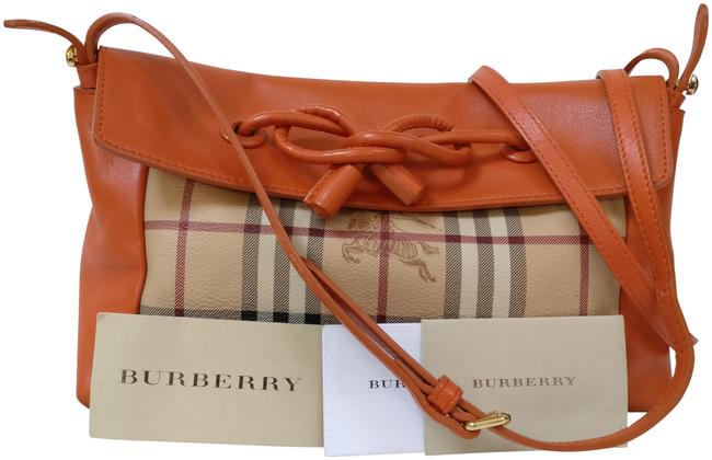 Burberry Haymarket Orange Leather Cross Body Bag