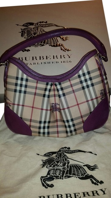Burberry Haymarket Plum Hobo Bag