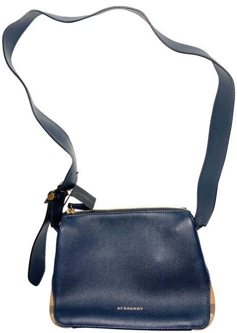 Burberry Helmsley Carbon Cross Body Blue Leather Clutch