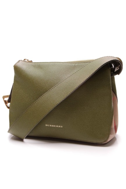 Burberry Helmsley Green House Check Green Leather Cross Body Bag