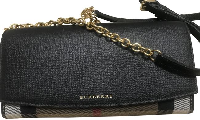 Burberry Henley Wallet Black Check Leather Cross Body Bag