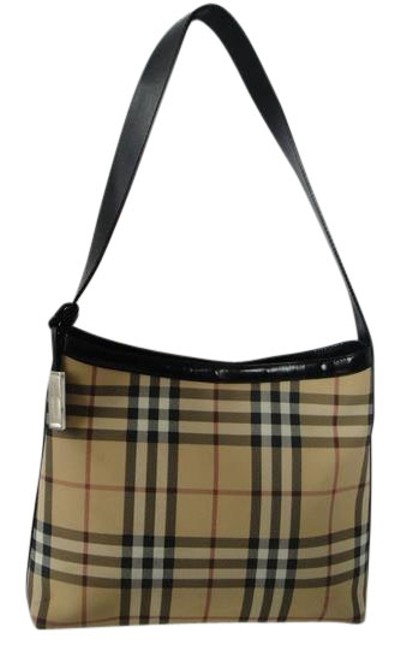 Burberry Shoulder HoboShoulder BlackBeige PvcLeather Hobo Bag