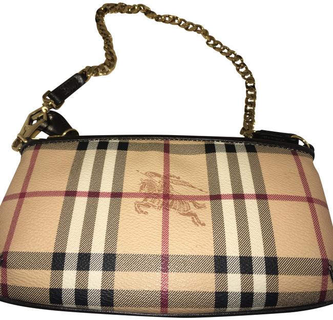 Burberry HoneyTan Calf Grain Leather and Polyamide Clutch