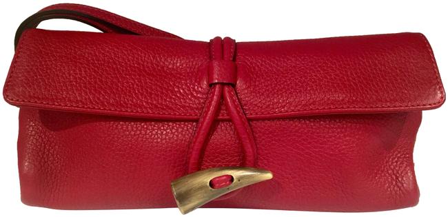 Burberry Horn Toggle Wristlet Red Leather Clutch