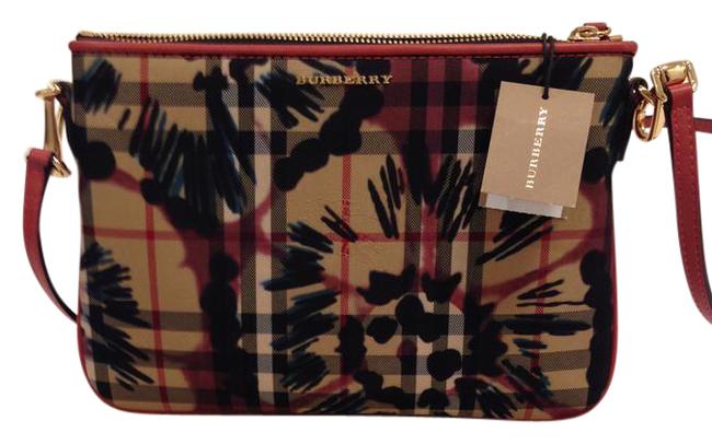 Burberry Horseferry Check Camo Print RoseMulti CanvasLeather Cross Body Bag