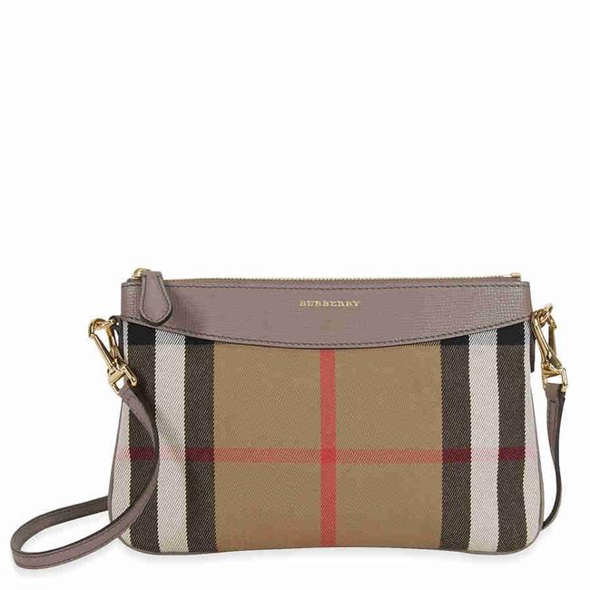 Burberry Horseferry Check Leather Clutch Thistle Grey