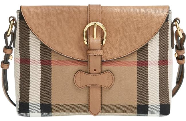 Burberry horseshoe Milton Nude Canvas Leather Cross Body Bag