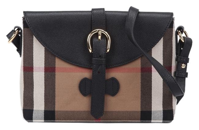 Burberry House Black Cotton and Calf Leather Cross Body Bag