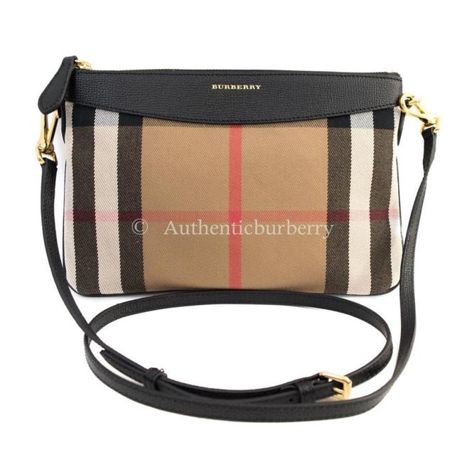 Burberry Clutch House Check and Leather Black Cross Body Bag