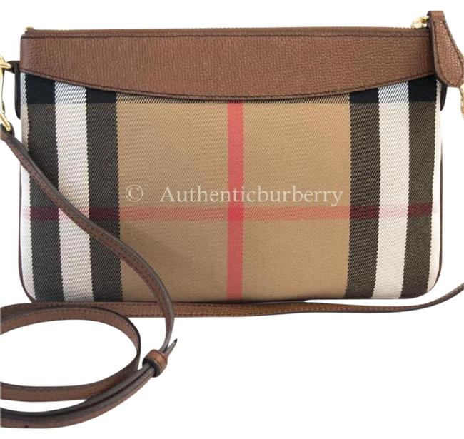 Burberry Clutch House Check and Leather Tan Cross Body Bag