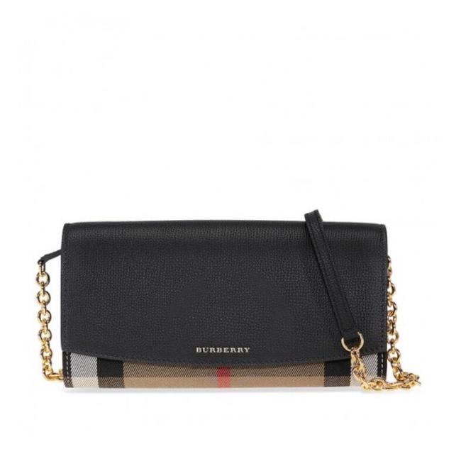 Burberry House Check and Leather Wallet with Chain Cross Body Bag
