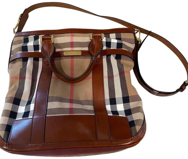 Burberry House Check Brown Leather Cross Body Bag