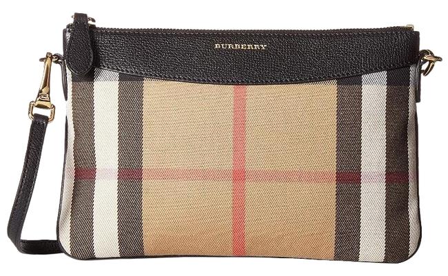 Burberry House Check Derby Peyton Purse Leather and Canvas Cross Body Bag