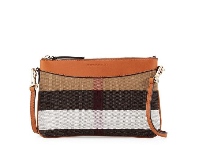 Burberry House Check Peyton Brown Canvas Cross Body Bag