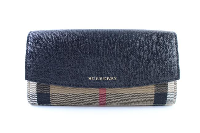 Burberry House Continental Wallet 20bur0319 Black Leather Clutch