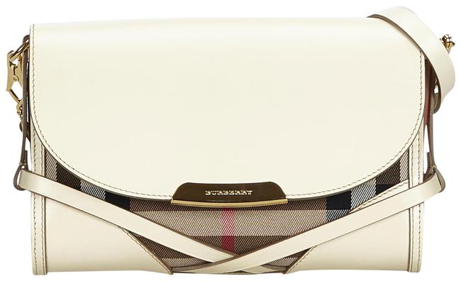 Burberry Housecheck Abbott United Kingdom White Blend Leather Cross Body Bag