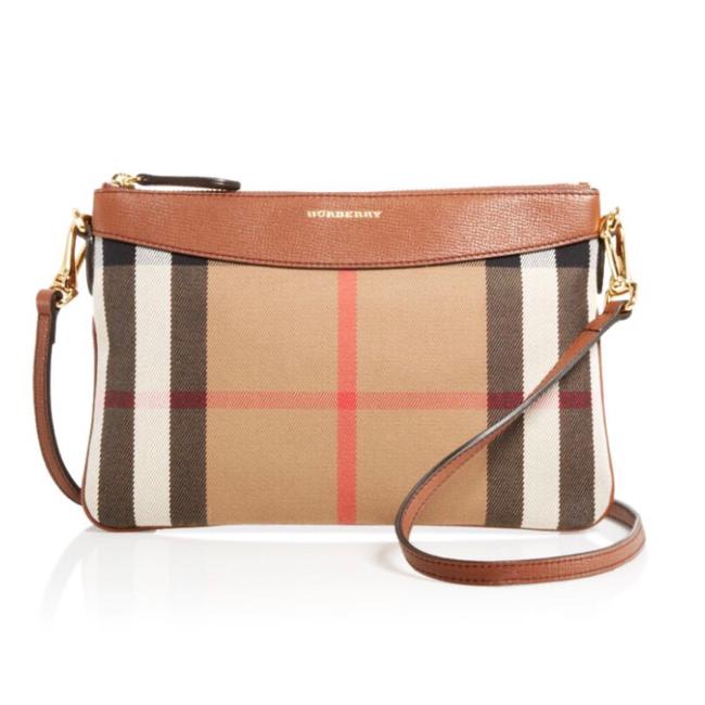 Burberry Housecheck Derby Peyton Tan Cross Body Bag